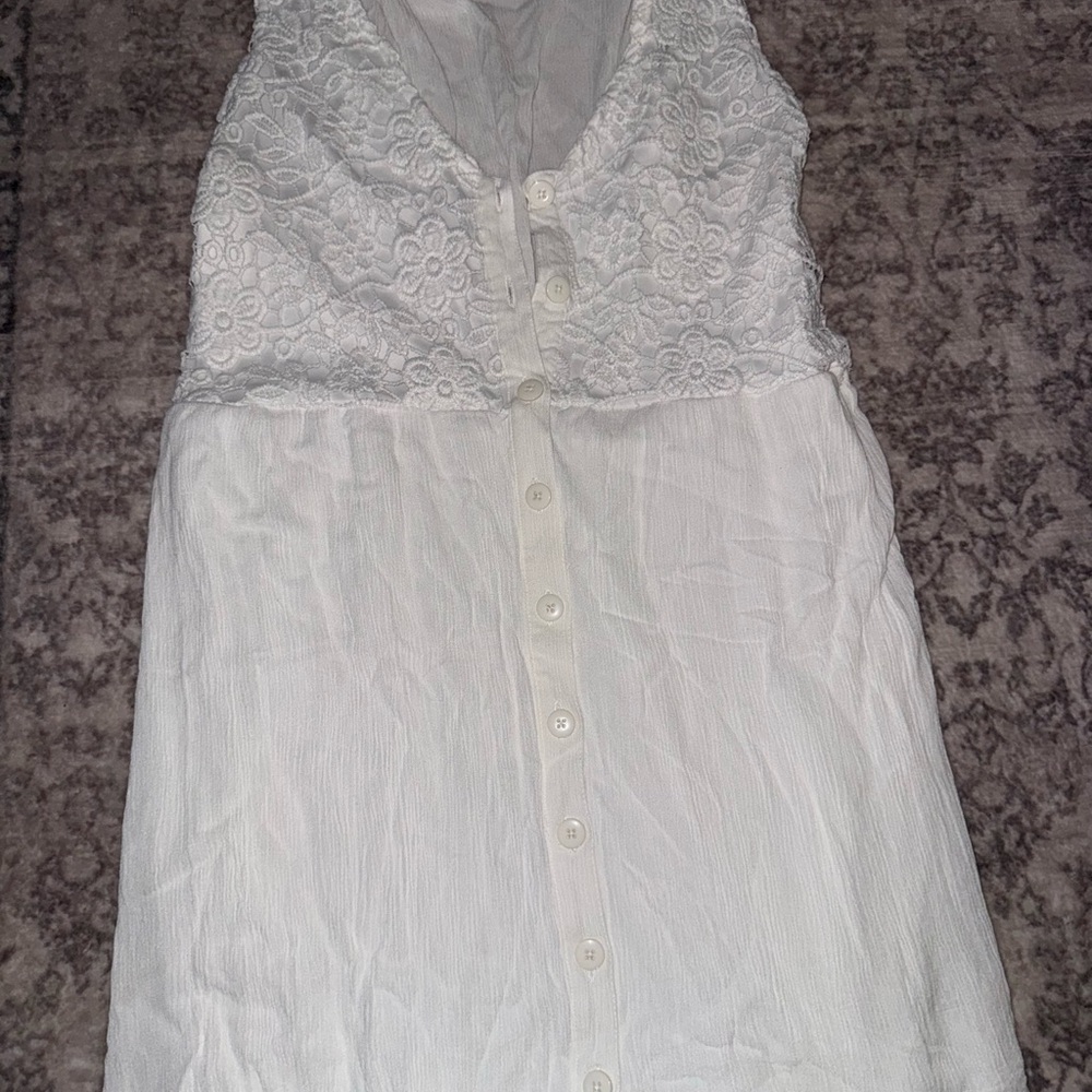 Xhilaration White Lace Button-Down Top medium